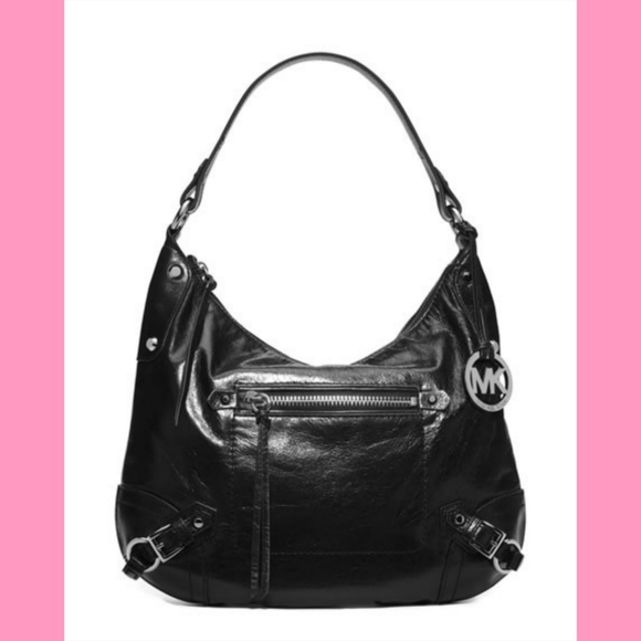 Michael Kors Fallon Black Leather Hobo Bag - Picture 1 of 15